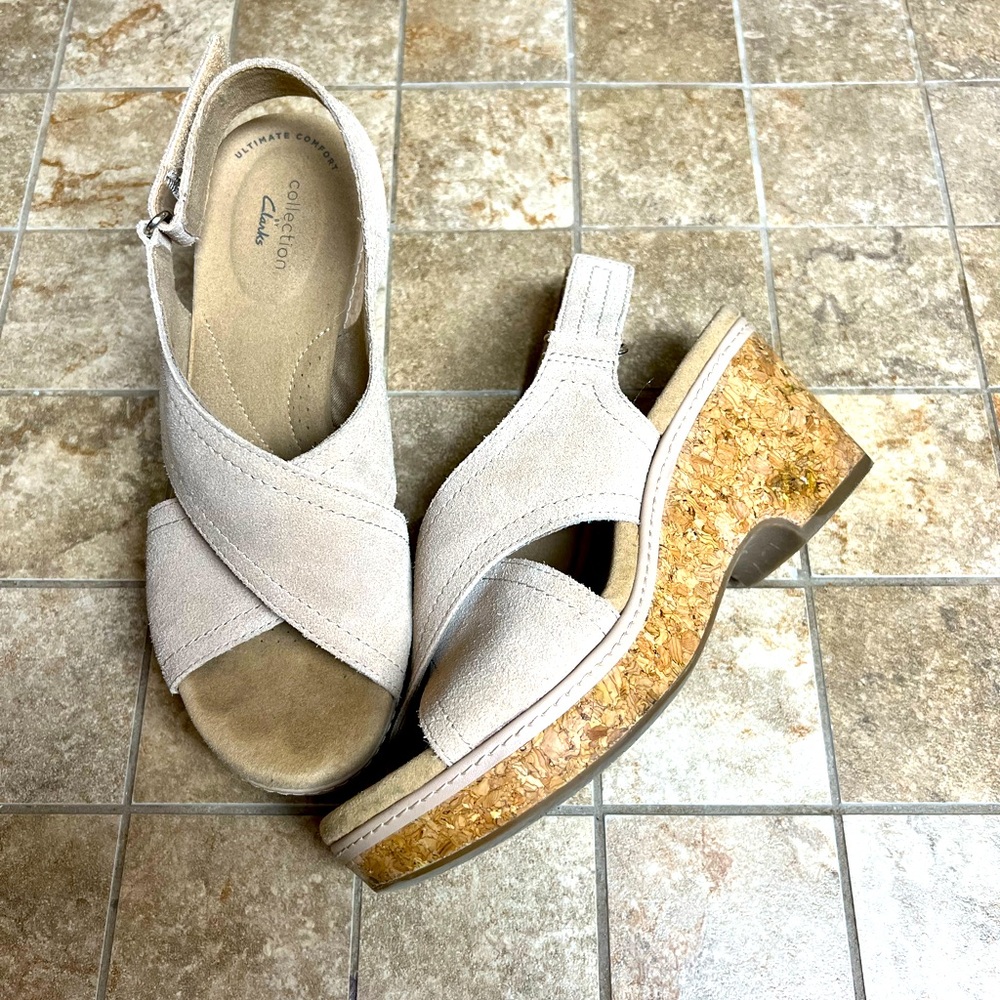 8 1/2 Suede Clark’s Cork Wedge Collection Clark’s